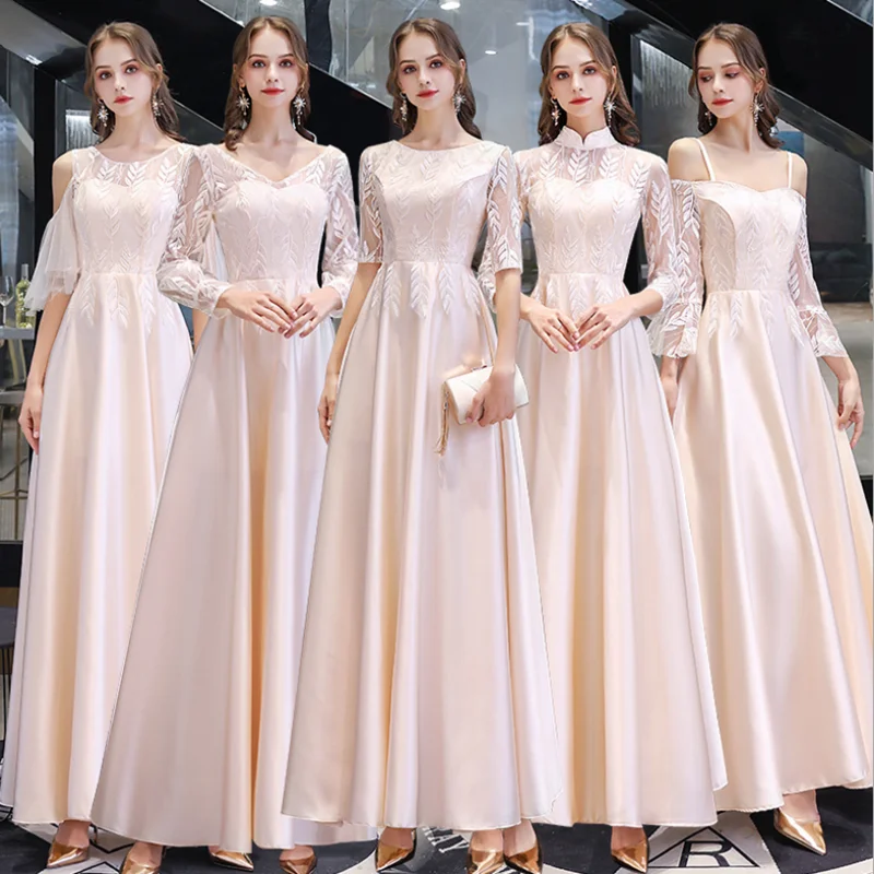 Женское атласное платье для подружки невесты элегантное вечернее цвета