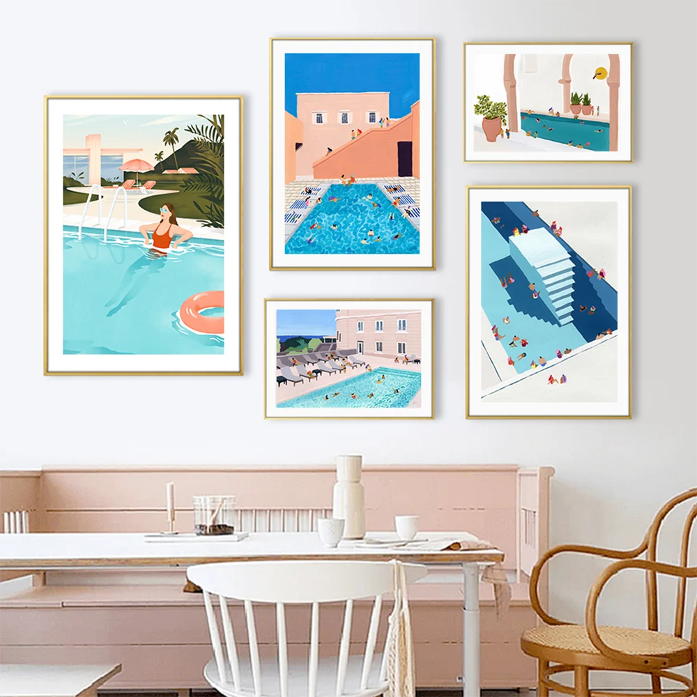 

Nordic Wall Art Pictures Canvas Painting Summer Swim Fashion Party Poster and Prints Interior for Living Room Home Decorations