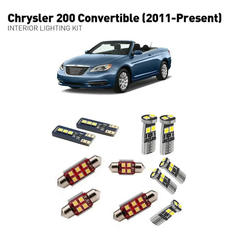 

For chrysler 200 convertible 2011 4pc White Canbus Car LED Bulb Reading Ceiling Map Light Interior Kit Door Lamp