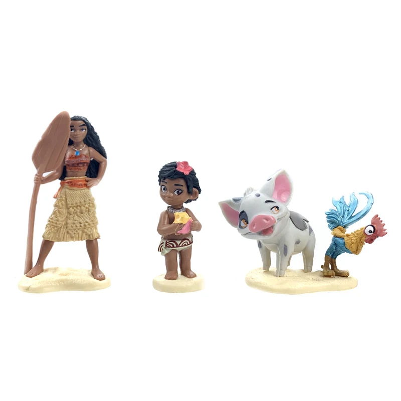 6Pcs/set Disney Movie Moana Action Figure Dolls Set Demigod Maui Waialiki Heihei Chief Tui Sina Tala Model Kids Gift | Игрушки и хобби