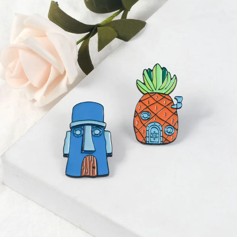 Мультяшный персонаж губка ребенок карандаш дом в форме ананаса сыра птица эмаль