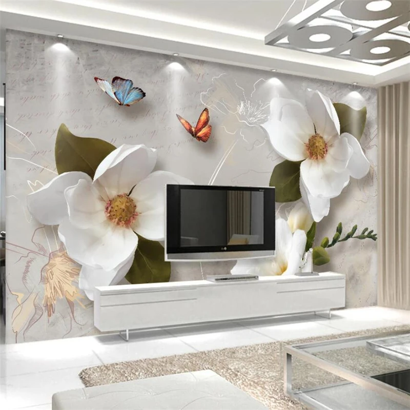 

beibehang Customized large wall painter fashion home improvement European retro large flower sofa TV background wall