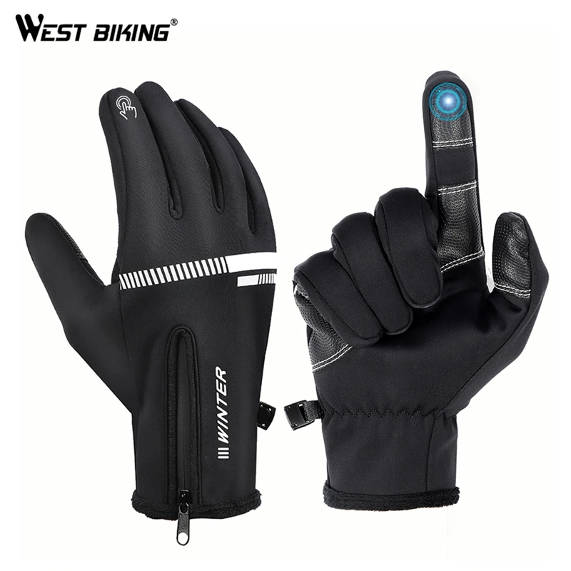 

WEST BIKING Cycling Gloves Winter Fleece Thermal MTB Bike Gloves Touch Screen Outdoor Camping Hiking Motorcycle Bicycle Gloves