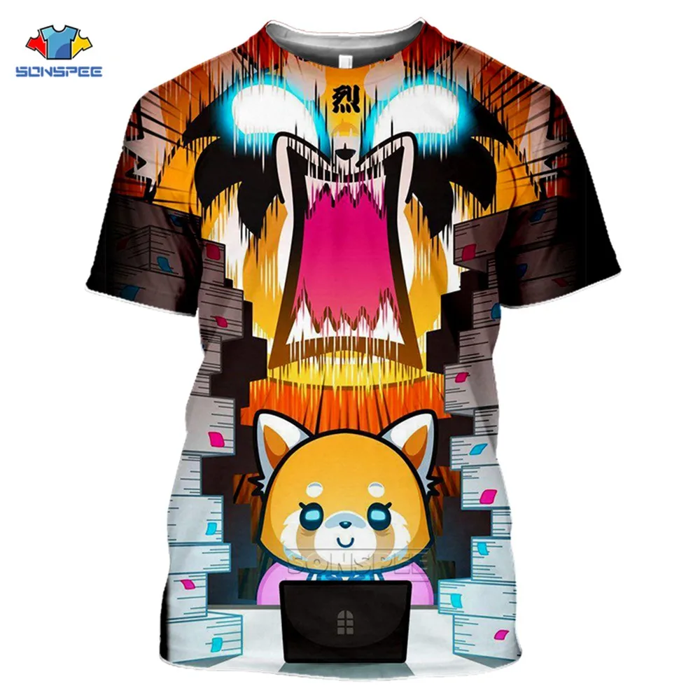 Футболка SONSPEE в стиле панк Death Metal Aggretsuko женская футболка с 3D принтом Мужская