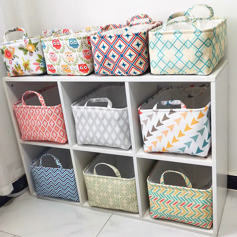 

Rectangle Cotton Fabric Laundry Storage Basket Folding Underwear Kids Toy Organizer Sundries Books Storage Box Home Organization