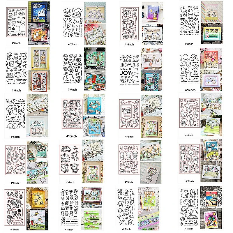 Смешанные милые животные слон свинка предложение буквы слова цветок прозрачные