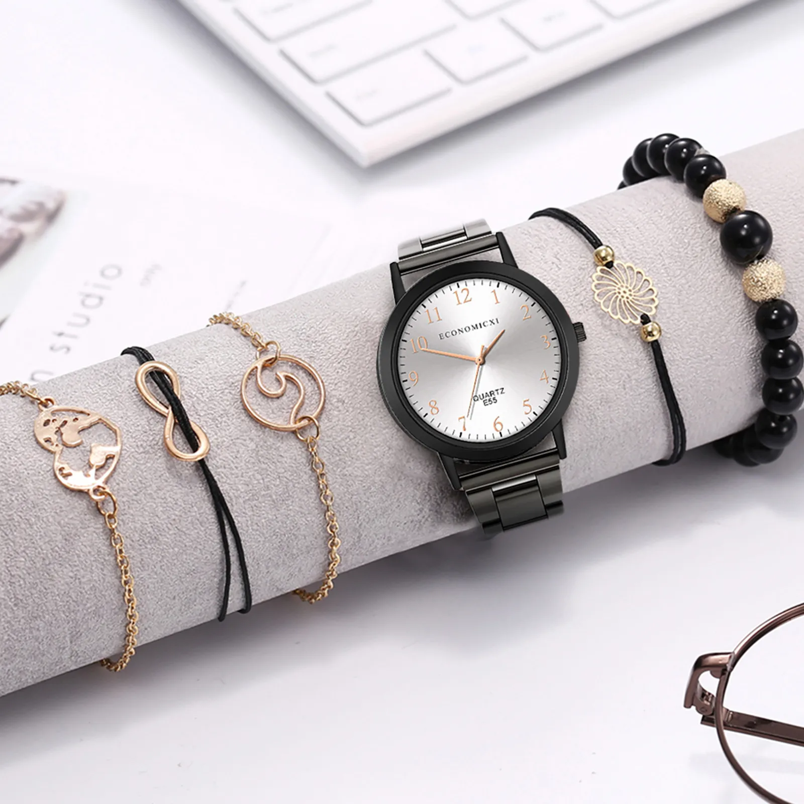

6pcs Set Women's Watches Simple Fashion Women Wrist Watch Luxury Ladies Watch Women Bracelet Reloj Mujer Clock Relogio Feminino