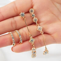 ocean fashion crystal drop earrings for women wedding circle jewelry gold metal asymmetry hoop earrings dropshipping