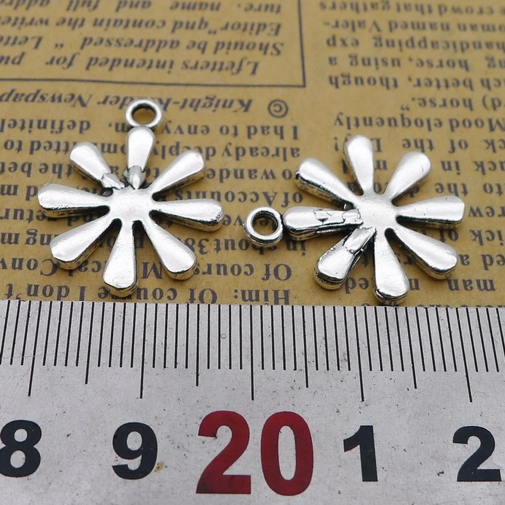 

80pcs Flower Charms 20mm x 24mm DIY Jewelry Making Pendant antique silver color
