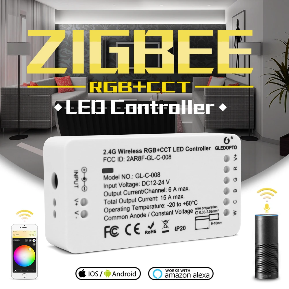 G светодиодный OPTO ZIGBEE Управление ZLL звено светлый RGB + CCT полосы DC12 24V приложение