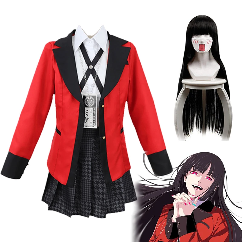 Аниме Kakegurui Jabami Yumeko Косплей костюмы униформа компульсив геймбер Униформа парики