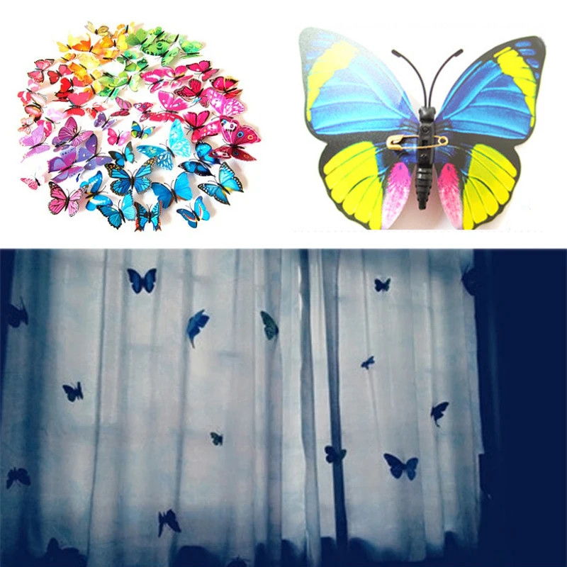 

12PCS/Lot Colorful Pin Artificial Butterfl Party Favors Cute Butterflies Curtain Fixing Decoration Party Gifts for Guests Gift