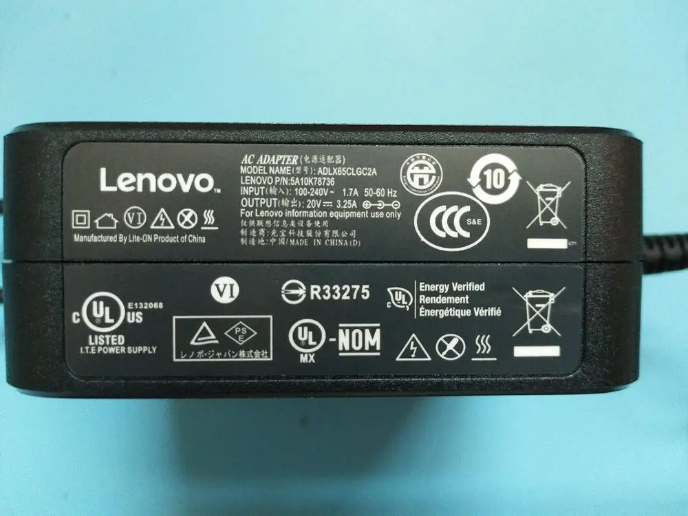 Портативное зарядное устройство 20 в 3 25 а 65 Вт для ноутбука Lenovo Ideapad 310 151SK 510 ADLX65CLGE2A