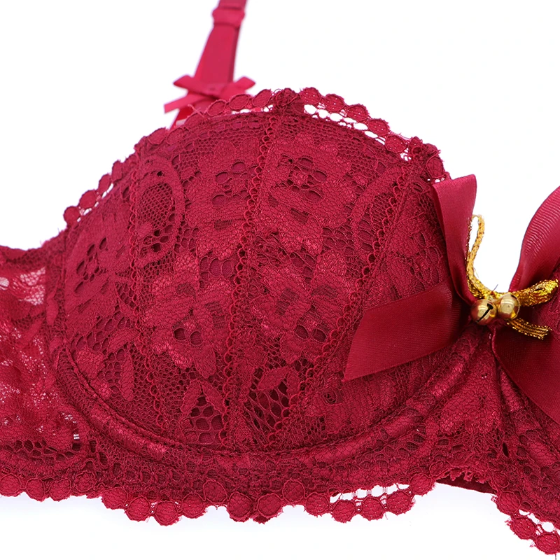 Varsbaby sexy christmas style half cup underwear push up bra set 4 pcs bras+panties+garters+stockings