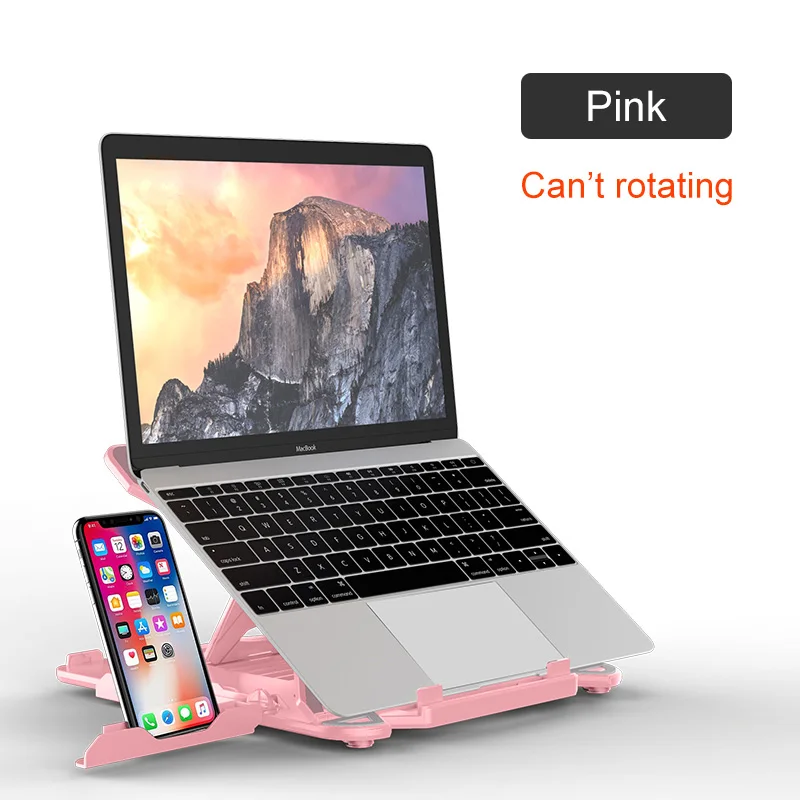 Pink Normal 360 Вращающаяся подставка для ноутбука Складная подставка для ноутбука Macbook lenovo держатель для ноутбука Компьютерная Вентиляция с держателем для телефона - Цвет: Pink Normal
