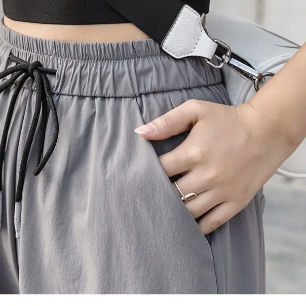 

Spring Autumn Women High Waist Cargo Pants Sports Loose Pants Female Harajuku Boyfriend Cargo Pants Elastics Trousers HOWDFEO
