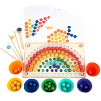 new rainbow board baby montessori educational natural wooden toys color sorting sensory toys kids nordic wood toys for children