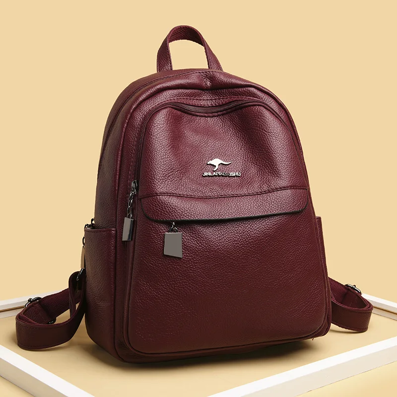 

Teenager Backpack for School Pure Color Large Capacity Superzings Bagpack Women Soft PU Leather New Luxury Backbag Sac A Main