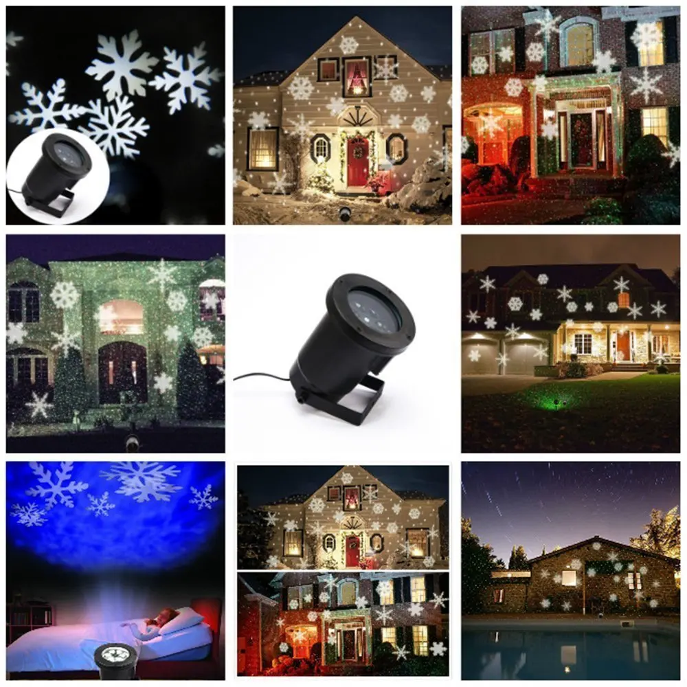 

Waterproof Moving Snow Laser Projector Lamps Snowflake LED Stage Light For Christmas Party Light Garden Lamp Outdoor