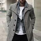 2020 мужской Тренч мужское клетчатое пальто длинное пальто с воротником с лацканами теплое пальто с длинным рукавом осенне-зимнее теплое пальто