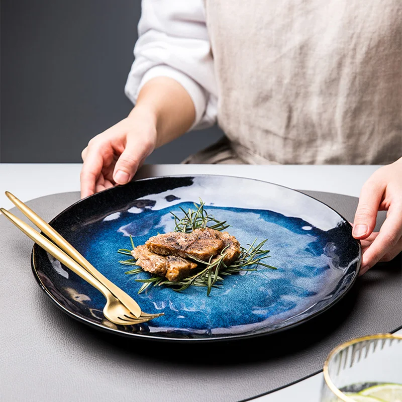 

Home Art Plate Personalized Pasta Shallow Plate Large Plate Nordic Ceramic Dishes 11 Inch Plate Western Steak Plate