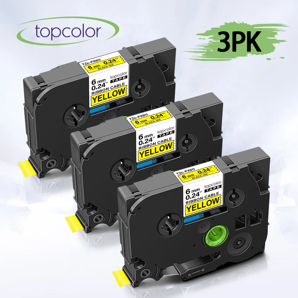 Topcolor 3PK tz FX611 гибкие светодиодные ленты совместимый с Brother лента tz-FX611 кабель
