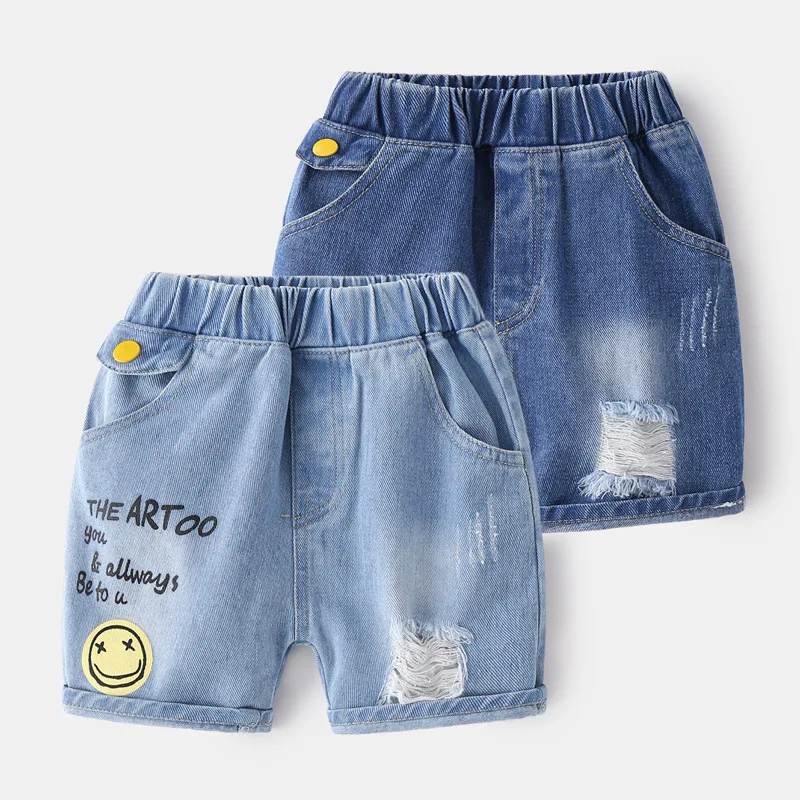 Рваные джинсовые шорты для мальчиков летние брюки до колена малышей милые