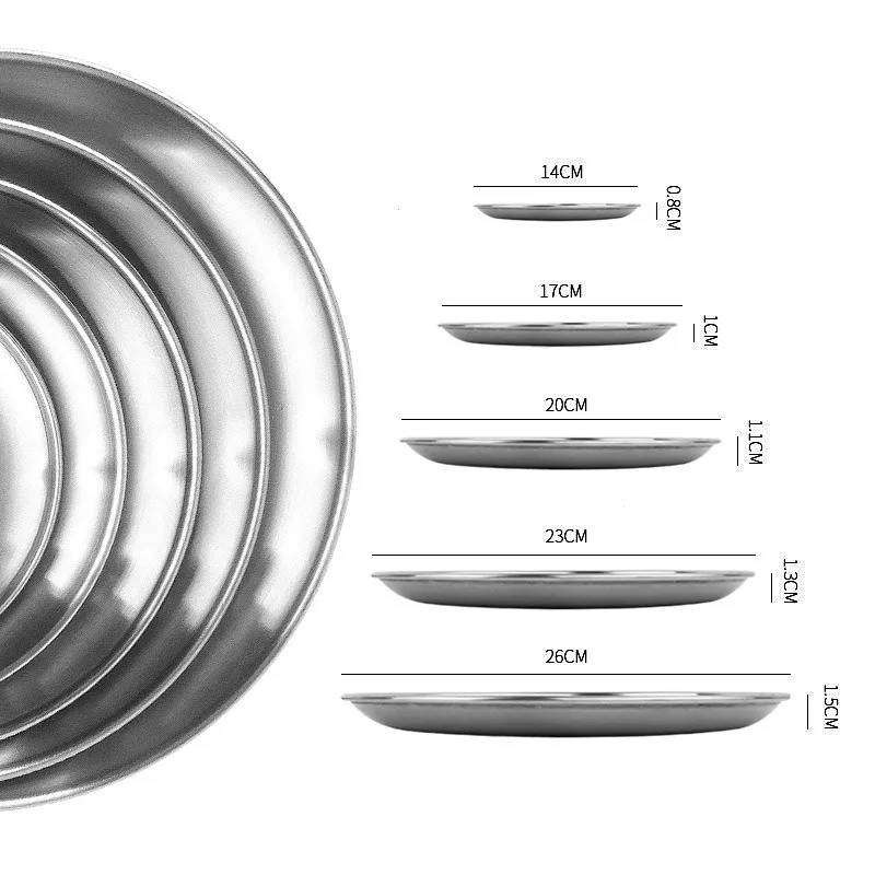 Уличная тарелка для фруктов из нержавеющей стали диаметром 14-26 см круглые