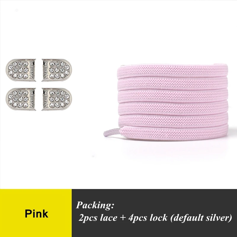 

No Tie Shoelaces Diamond Push Button Fast Metal Buckle Elastic Shoelace For Kids Adult Sports Boots Lazy White Laces Strings