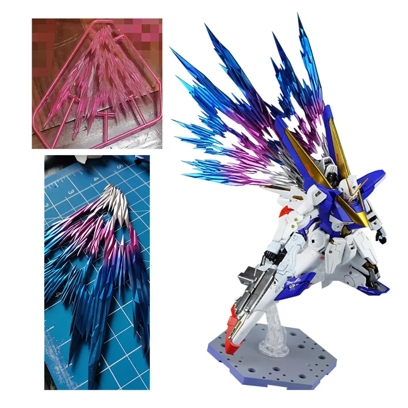 

Bandai Anime Action Figures Gundam MG 1/100 V2 AB V Light Wing Special Effects Clear Color Spray Color Model Kids Assembled Toys
