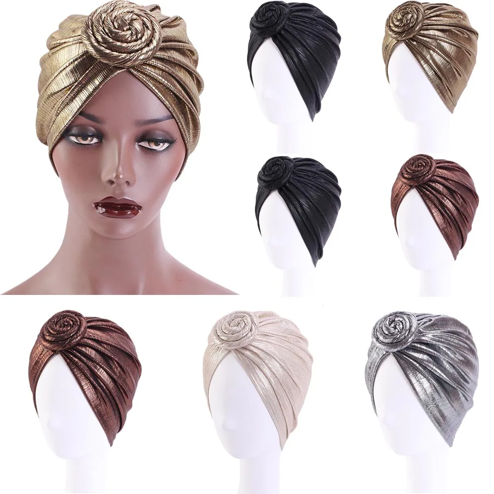 

Glitter Women Muslim Cancer Underscarf Bonnet Turban Hair Loss Cover Chemo Cap Headwrap Arab Hat Beanie Headwear Skullies Fashio