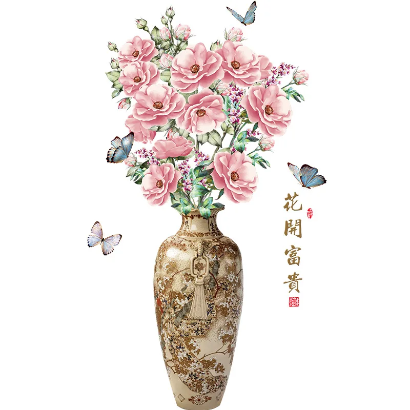 

Chinese Style Wall Stickers Home Decor Living Room 3D Art Mural Bedroom Large Vase Art Decals Wallpaper Room Decorations Sticker