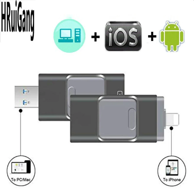 USB флешки 16 Гб/32 ГБ/64 Гб/128 Гб OTG 3 в 1 IOS флэш накопитель Cle 0 карта памяти для iPhone 7/8/X/11