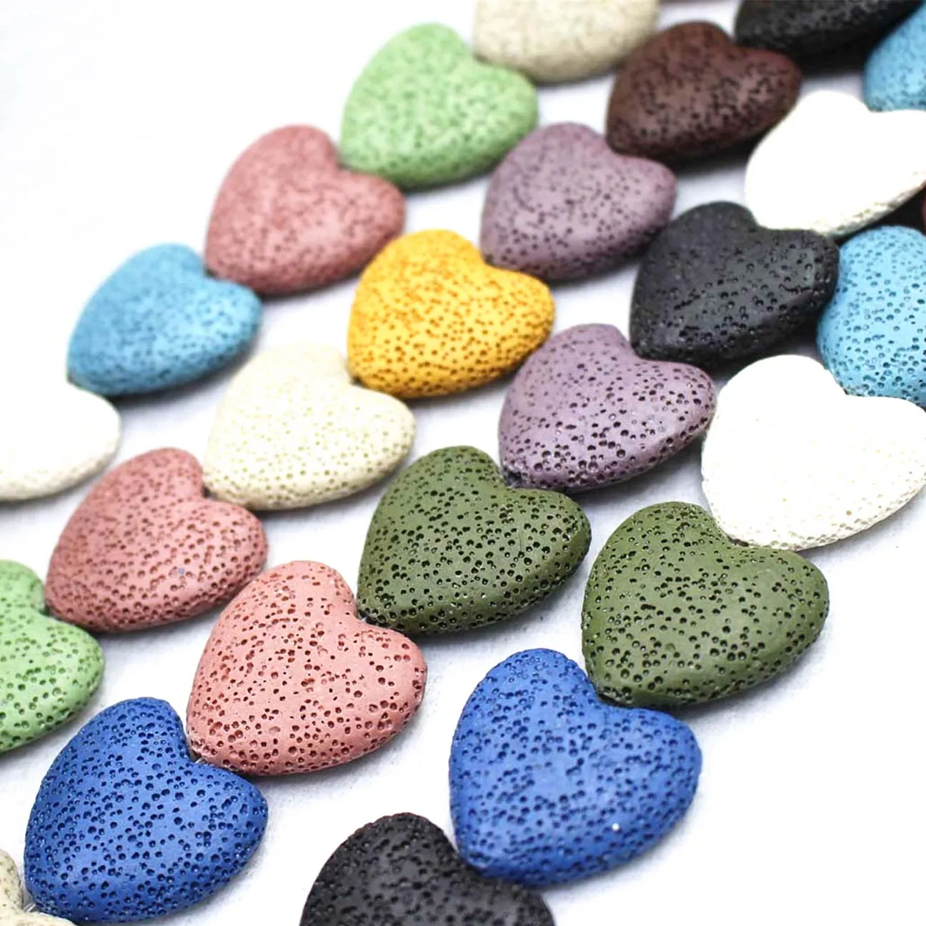 Оптовая продажа бусины из натуральной лавы 15 цветов в форме сердца