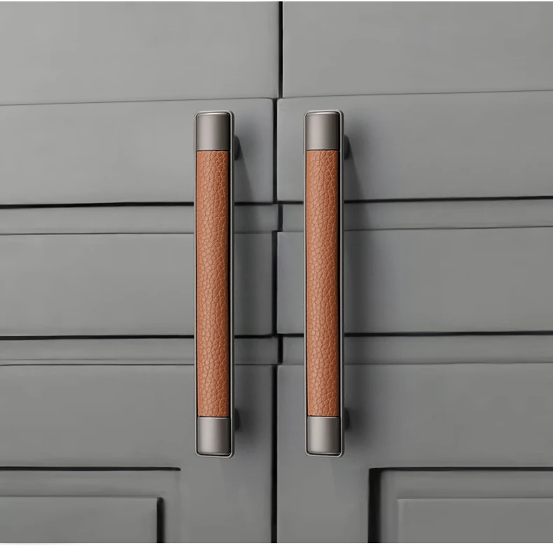 Кожаная ручка оранжевая светильник Роскошная дверная однотонная для шкафа