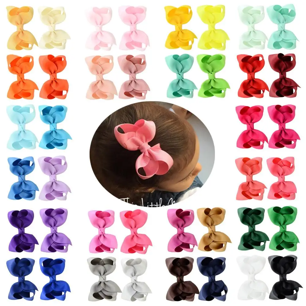 

40pcs/lot Solid Mulit Grosgrain ribbon Hair Clips Boutique Bows baby Girls Kids Hairpin Headwear Hair Accessories 563