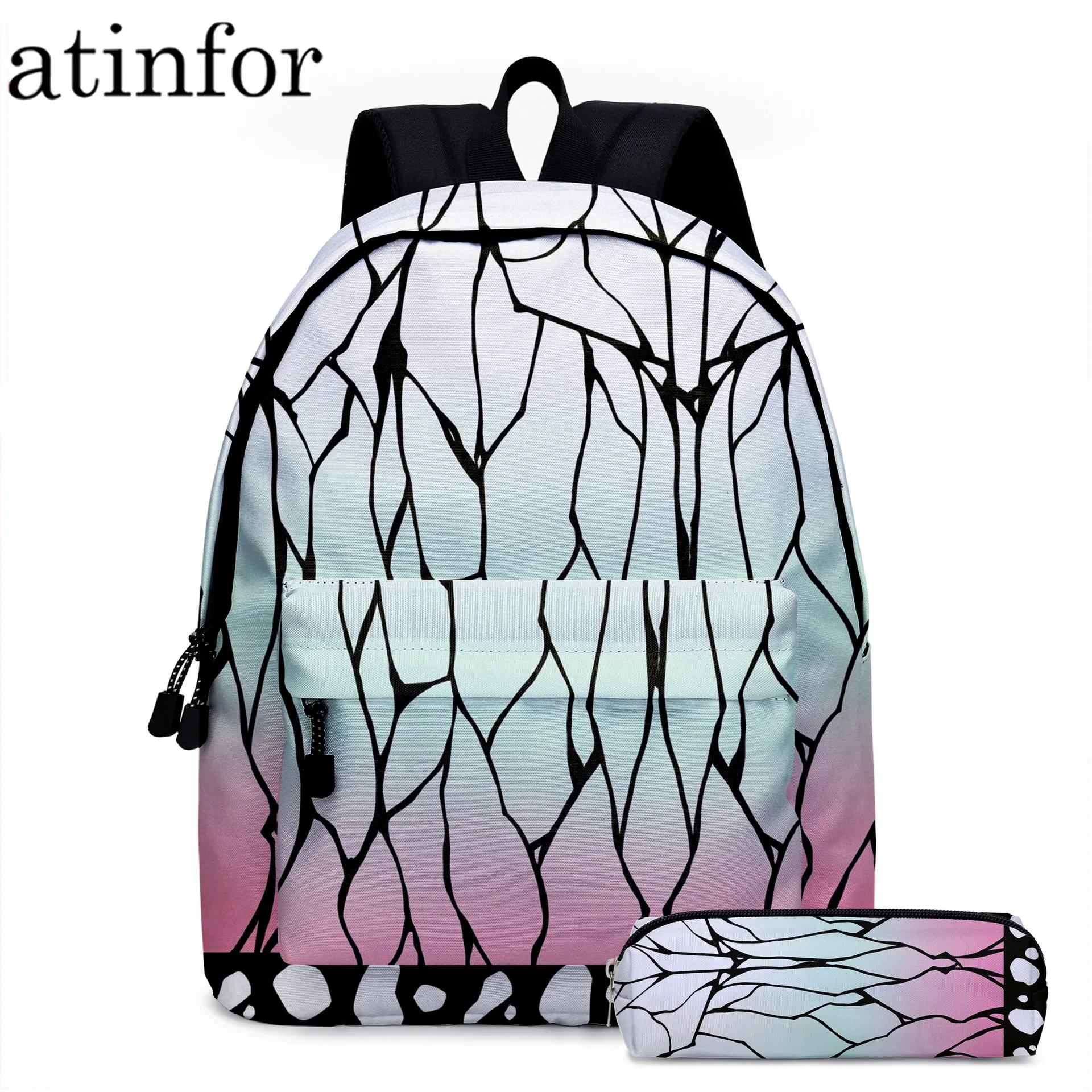 Рюкзак бренда atinfor 2 шт./компл., школьный портфель с принтом для учеников начальной и средней школы, дорожный рюкзак