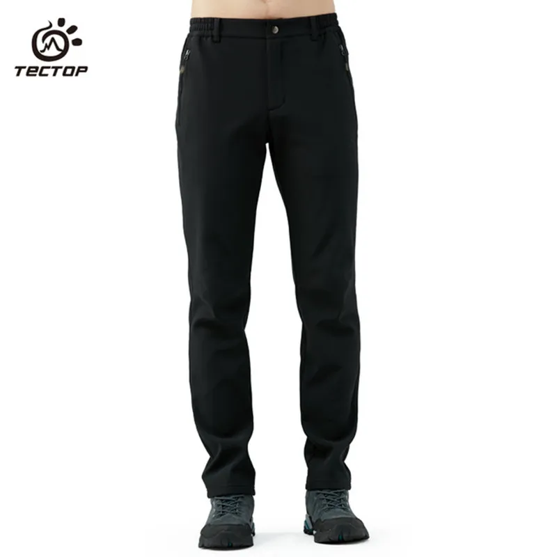 Men black Tectop уличные Мягкие штаны осень зима мужские женские плюс бархатная подкладка толстые теплые брюки новые походные спортивные брюки - Цвет: Men black