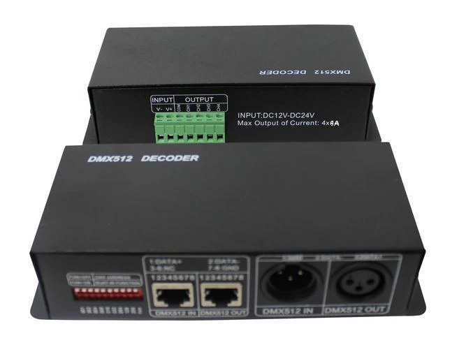 

4CH DC12-24V RGBW DMX 512 Decoder led controller, RGB LED DMX512 decoder 4 Channel * 8A, 384W/ 768W, Free shipping