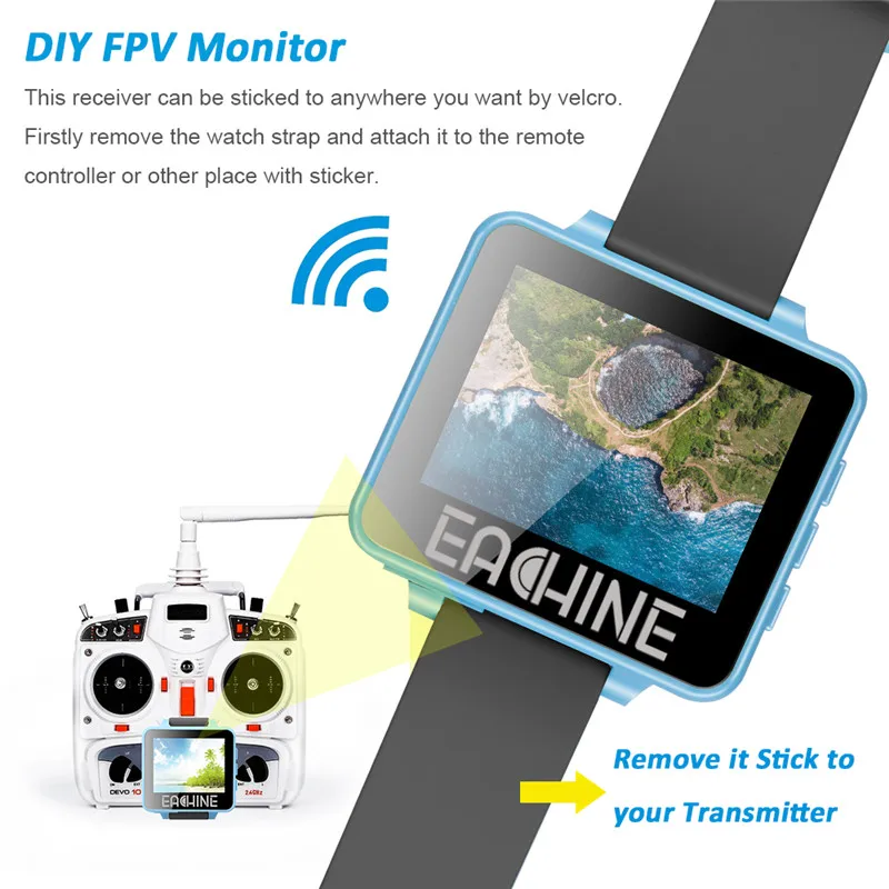 eachine rd200 2 58 ггц 48ch fpv носимые часы dvrmonitor при