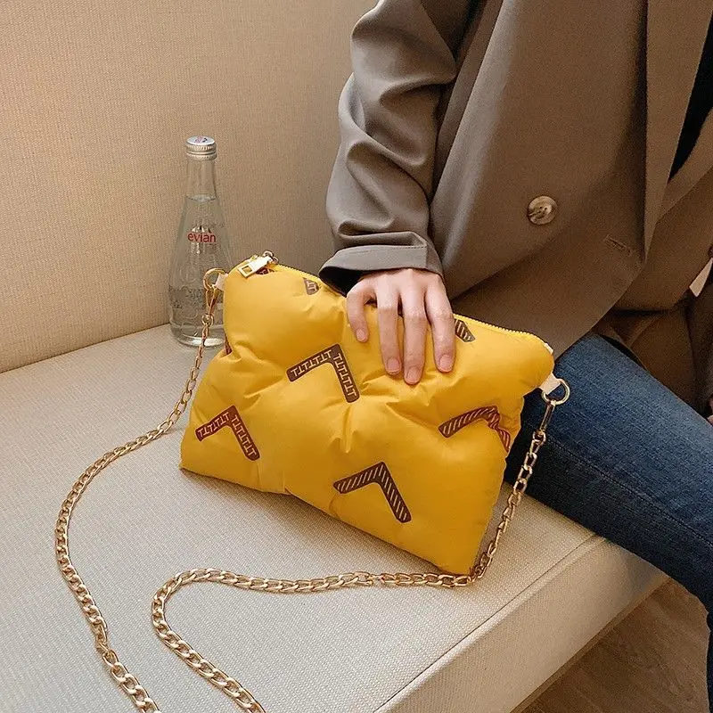 

Women Bags Feather Down Crossbody Bag for Women Leather Shoulder Bag Casual Space Padded Large Capacity Tote Women Shoulder Bags