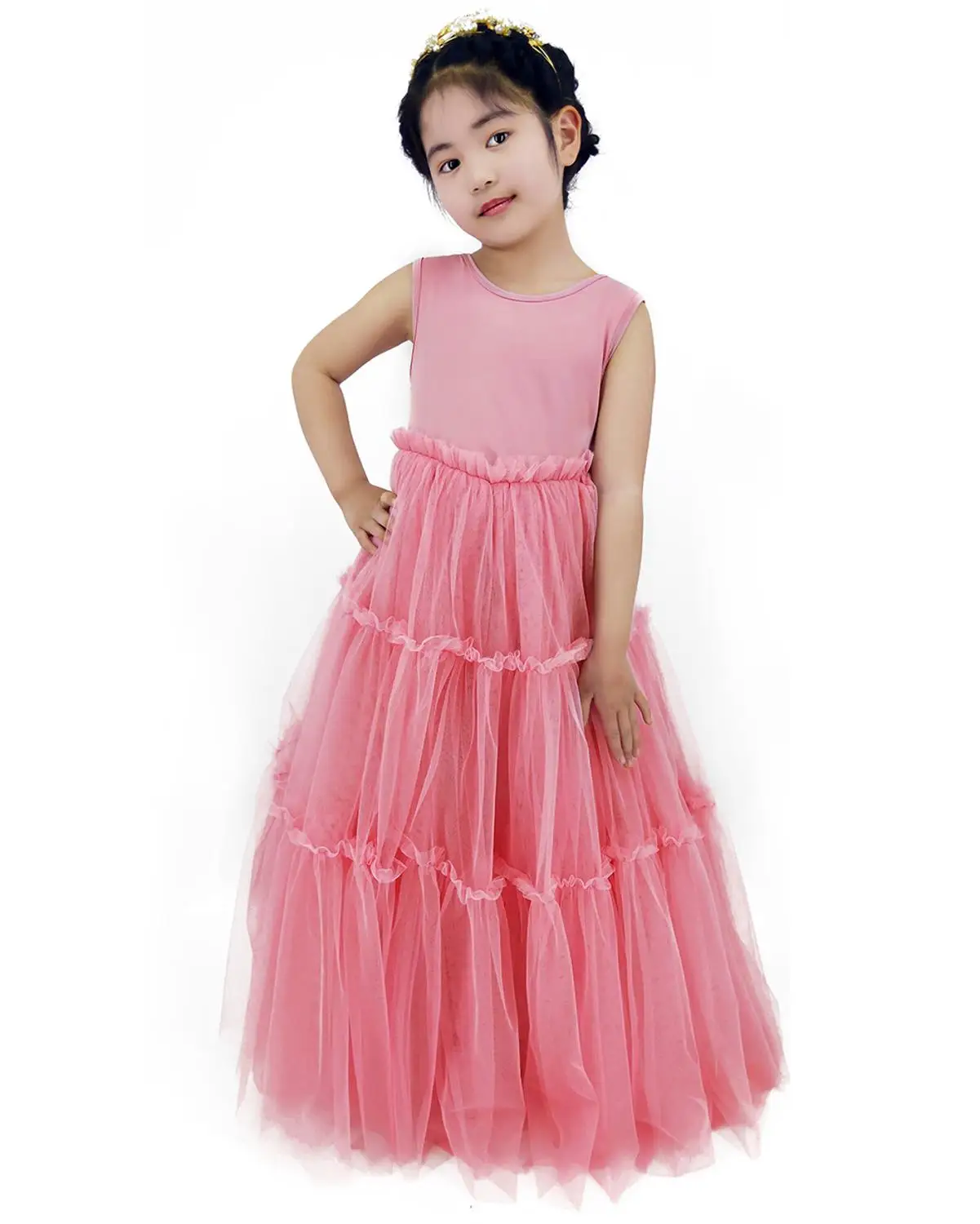 Цветочное Многоярусное Тюлевое платье принцессы Twirling хлопковые платья макси