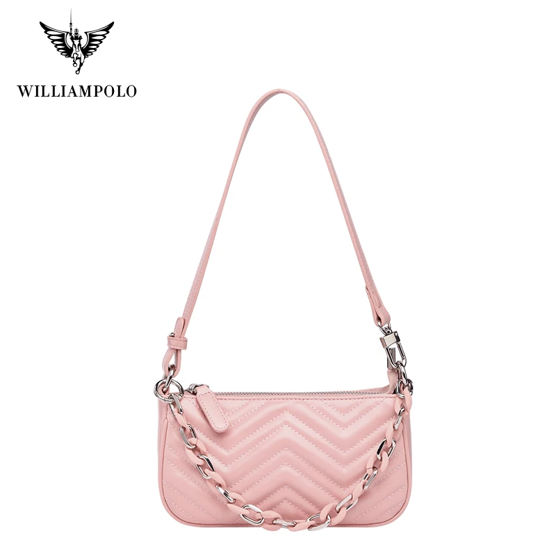 

Women Baguette Bag Fashion PU Leather Shoulder Bag with Chain Solid Ladies Small Messenger Handbag PL209143