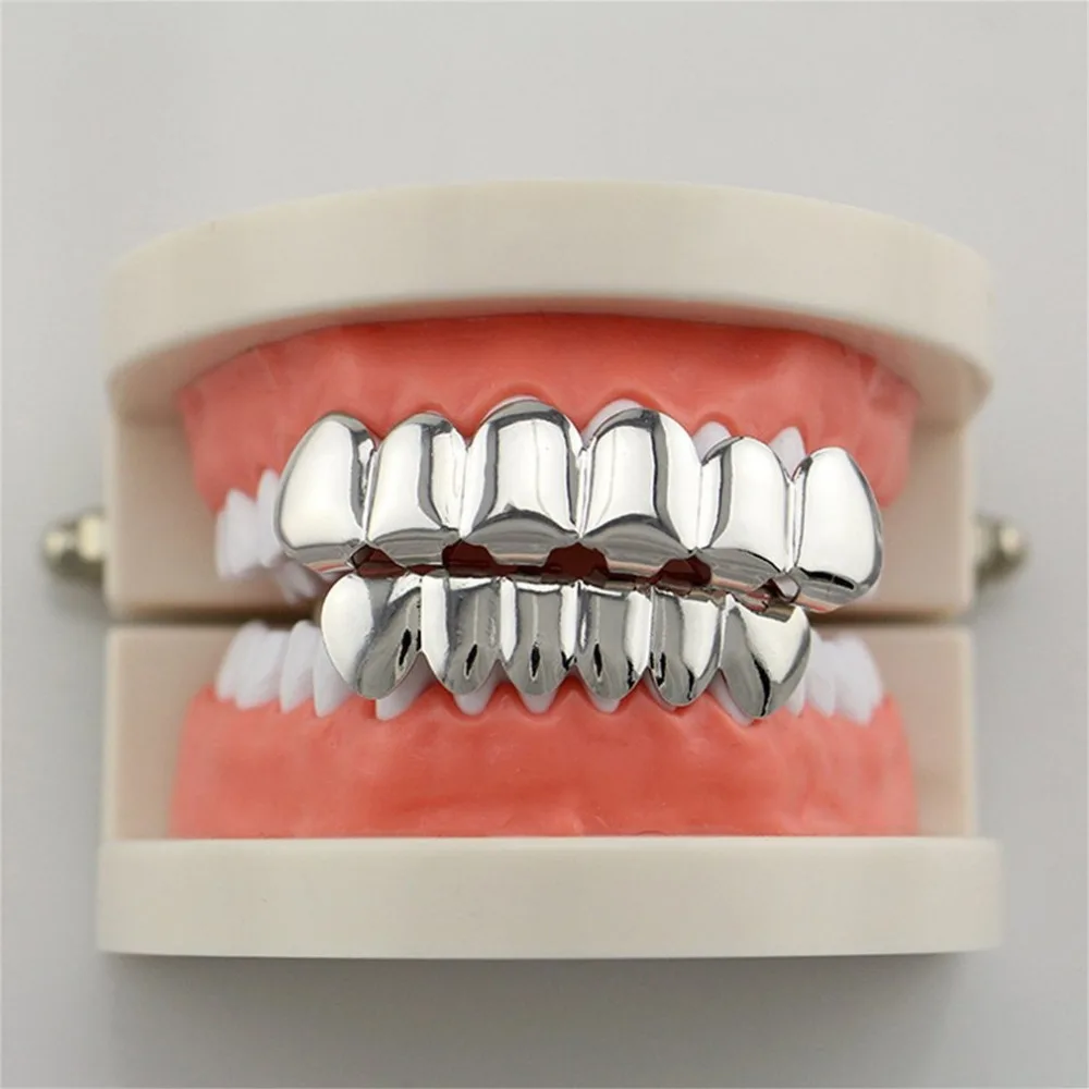 

Oral Hygiene Teeth Whitening Trendy Rock Hip Hop Halloween Hiphop Teeth Set Smooth Plane Teeth Braces Top & Bottom Teeth Body