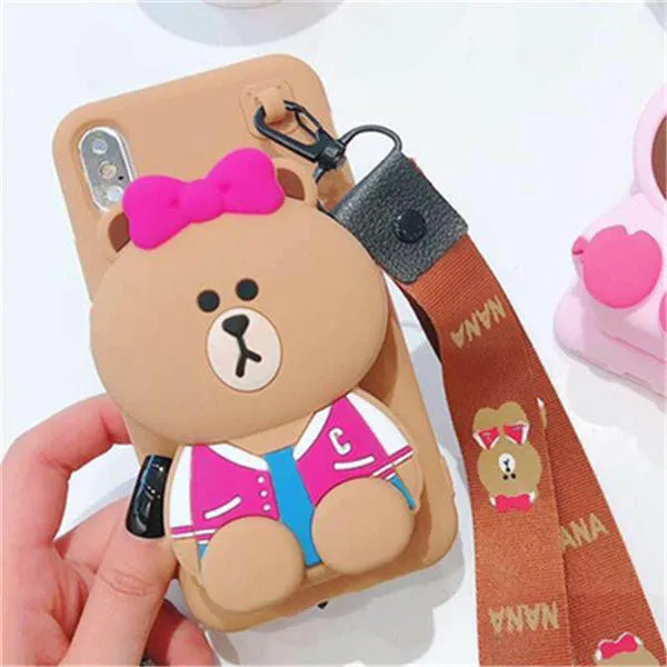 style 3 3D милый корейский Emoticon Пакет Медведь Кролик Сумочка с Тоторо чехол для iPhone X XS MAX XR 6 6s 7 8 Plus Мягкий силиконовый чехол - Цвет: style 3