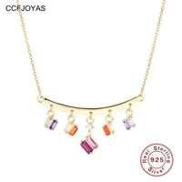 ccfjoyas 925 sterling silver colorful zircon pendant necklace european and american light luxury tassel clavicle smile necklace
