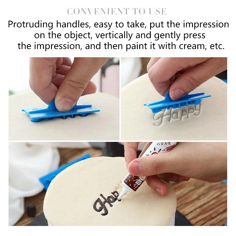 6 шт./компл. рукописного ввода Fondant (сахарная) торт устройство для тиснения Пластик
