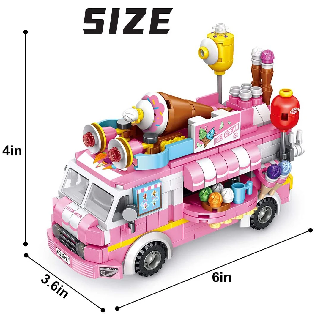 

553pcs City Creative Ice Cream Car Model Building Blocks Girls Friends Truck Set Bricks Figures DIY Toys Gifts
