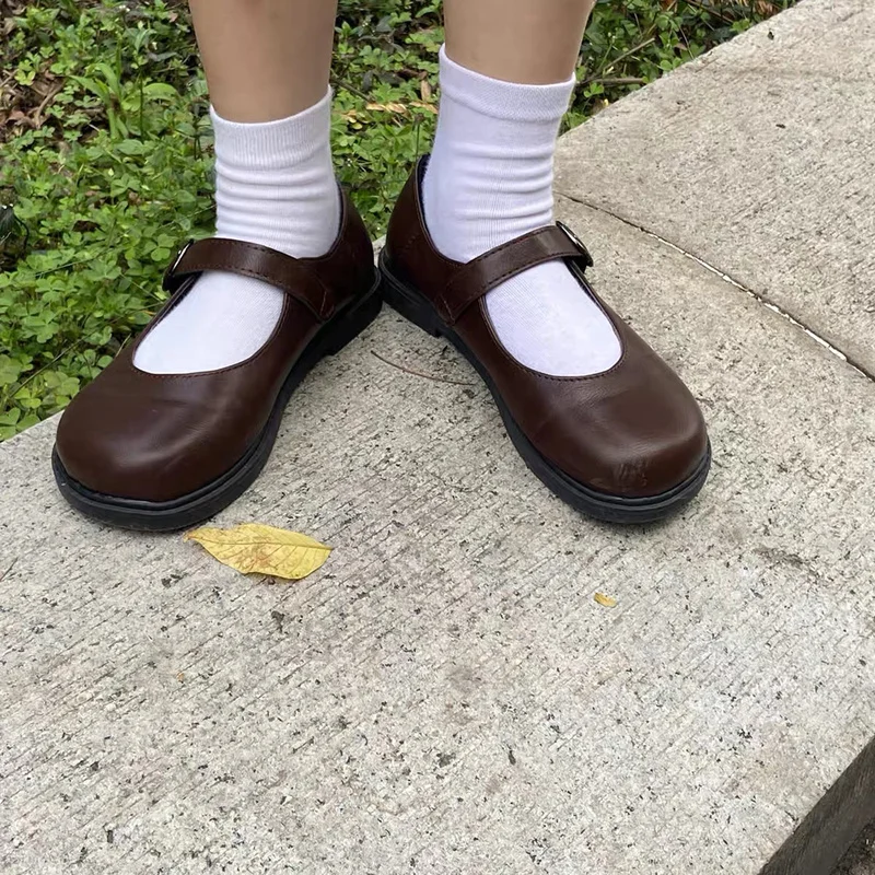 

2021 New One Button Shallow Round Head Shoes Retro Single Shoes Female Students College Style Chic Small Shoes Female