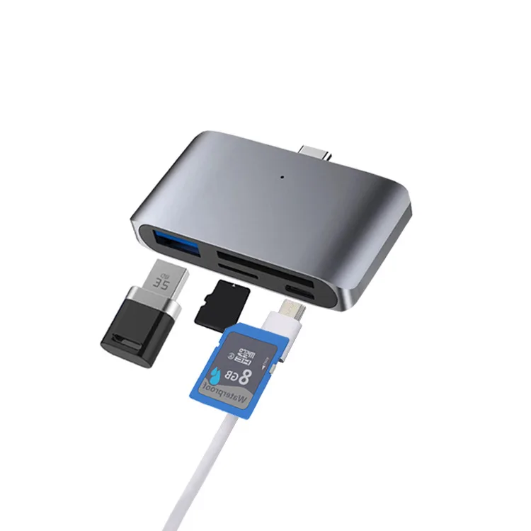 

TYPE-C four-in-one card reader convenient U disk computer mobile OTG / SD / TF high-speed card reader USBC HUB